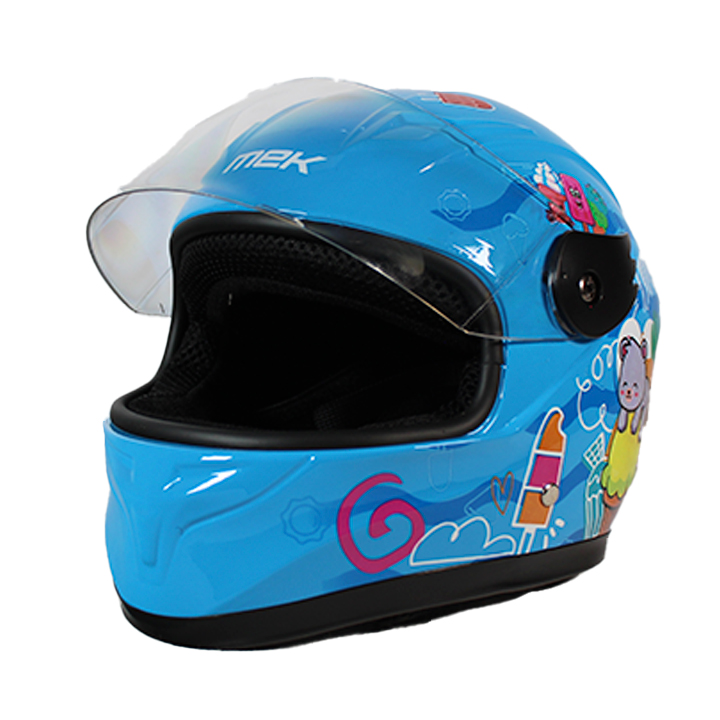 CASCO DE MOTOCICLISTA INFANTIL MEK SWEET AZUL C/LUZ