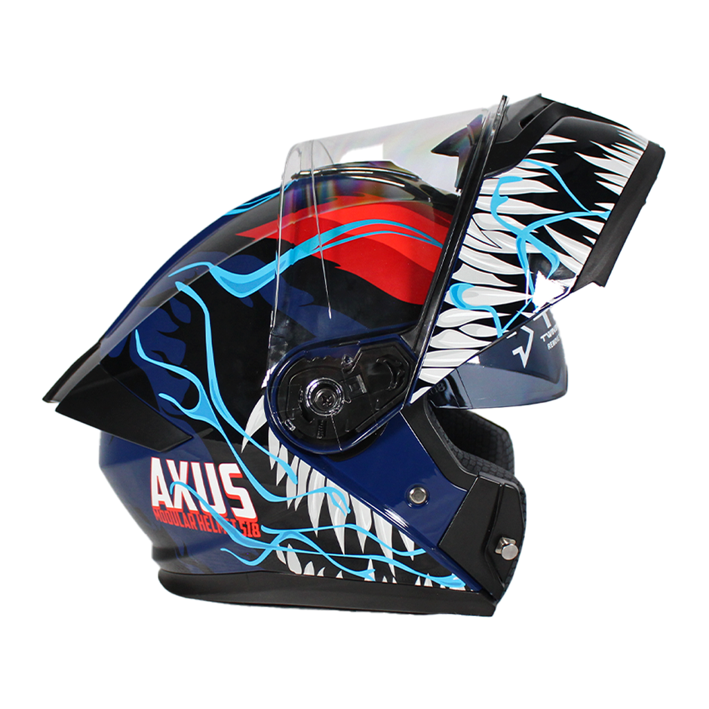 CASCO PARA MOTOCICLISTA  ABATIBLE  NIGHT AZUL/ROJO TALLA L 59-60