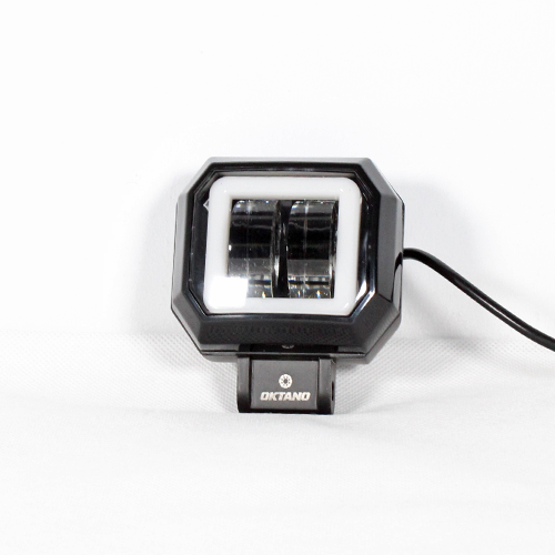FARO LED CUADRADO MINI 2 LED CON LUPA LUZ BLANCA FIJA Y CON ESTROBO OPCIONAL CONTORNO AZUL