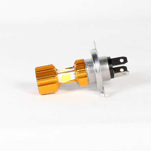 FOCO DE FARO LED H4 LUZ BLANCA 4 LADOS CON CARCASA DORADA