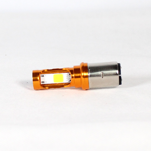 FOCO DE FARO LED MEDIA VUELTA CON DOS COLORES AMAR-BLANCO CARCASA DORADA