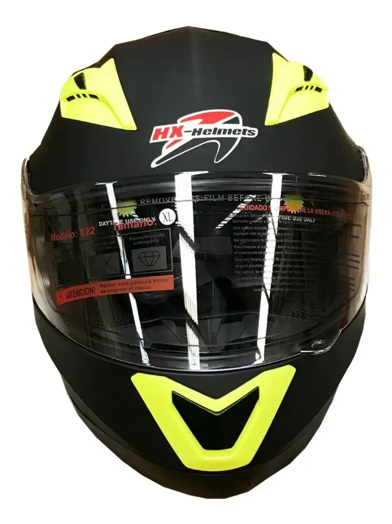 CASCO CERRADO C/GAFA NEG.MATE AMARILLO X