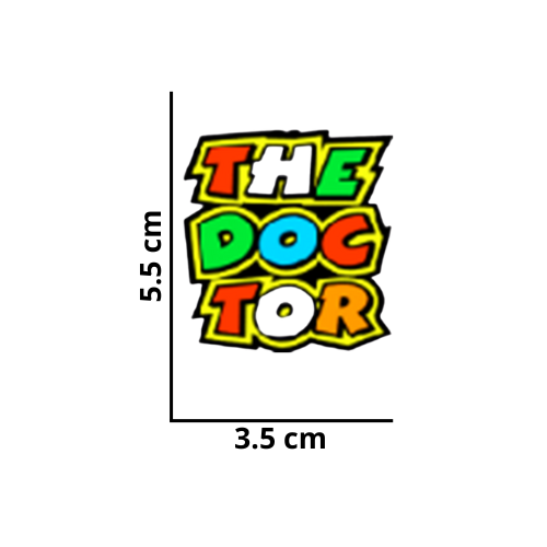CALCOMANIA MEDIANA ACRILICO LETRAS THE DOCTOR 5.5x3.5 cm 