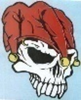 CALCOMANIA MEDIANA VINIL CALAVERA GORRO ROJO