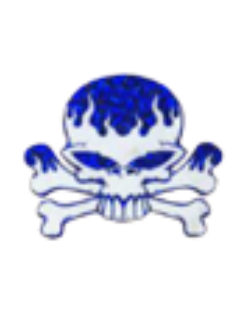 CALCOMANIA MEDIANA VINIL CALAVERA LLAMAS BLANCAS