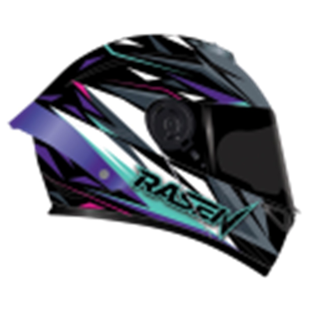 CASCO DEPORTIVO ABATIBLE NEGRO CON FRNAJAS MORADAS (L)