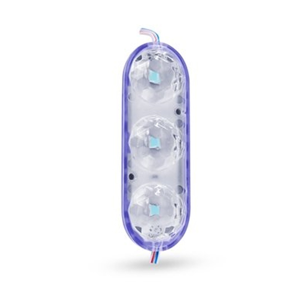 TIRA DE MODULO LED 3 LUCES TIPO LENTE  (AZUL)