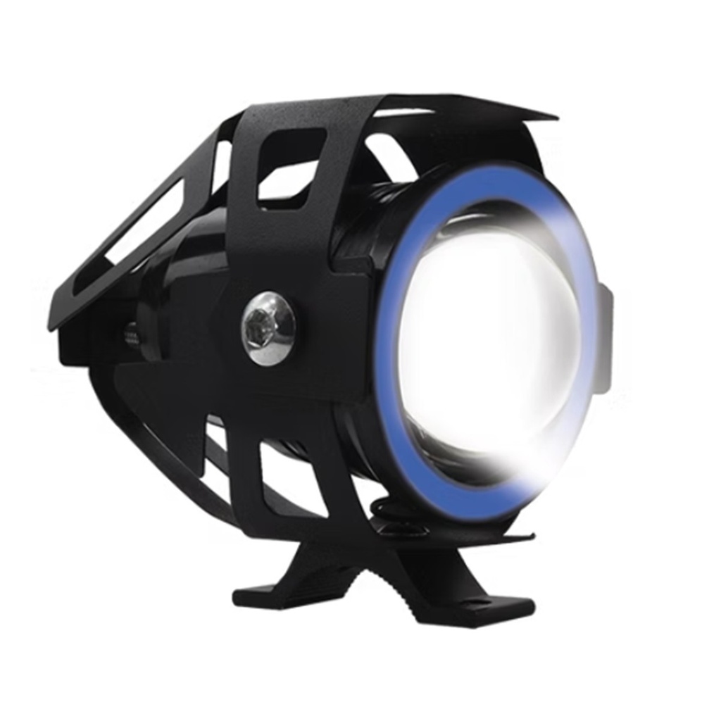 FARO LED CON LUPA Y OJO DE ANGEL AZUL CON PROTECTOR LUZ BLANCA ALTA,BAJA Y ESTROBO