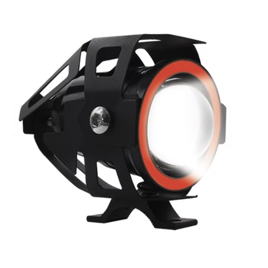 FARO LED CON LUPA Y OJO DE ANGEL ROJO CON PROTECTOR LUZ BLANCA ALTA,BAJA Y ESTROBO