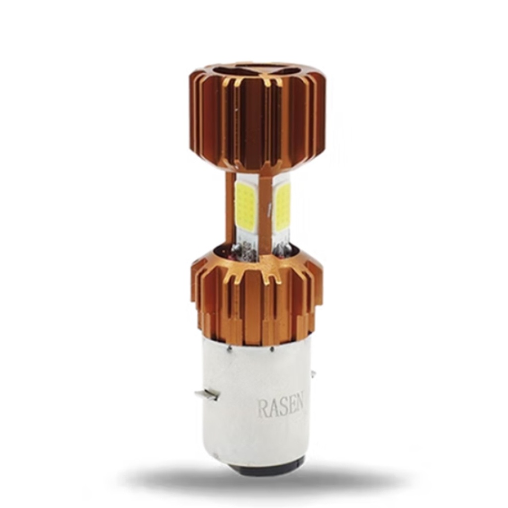 FOCO DE FARO LED MEDIA VUELTA LUZ BLANCA 3 LADOS CON CARCASA DORADA