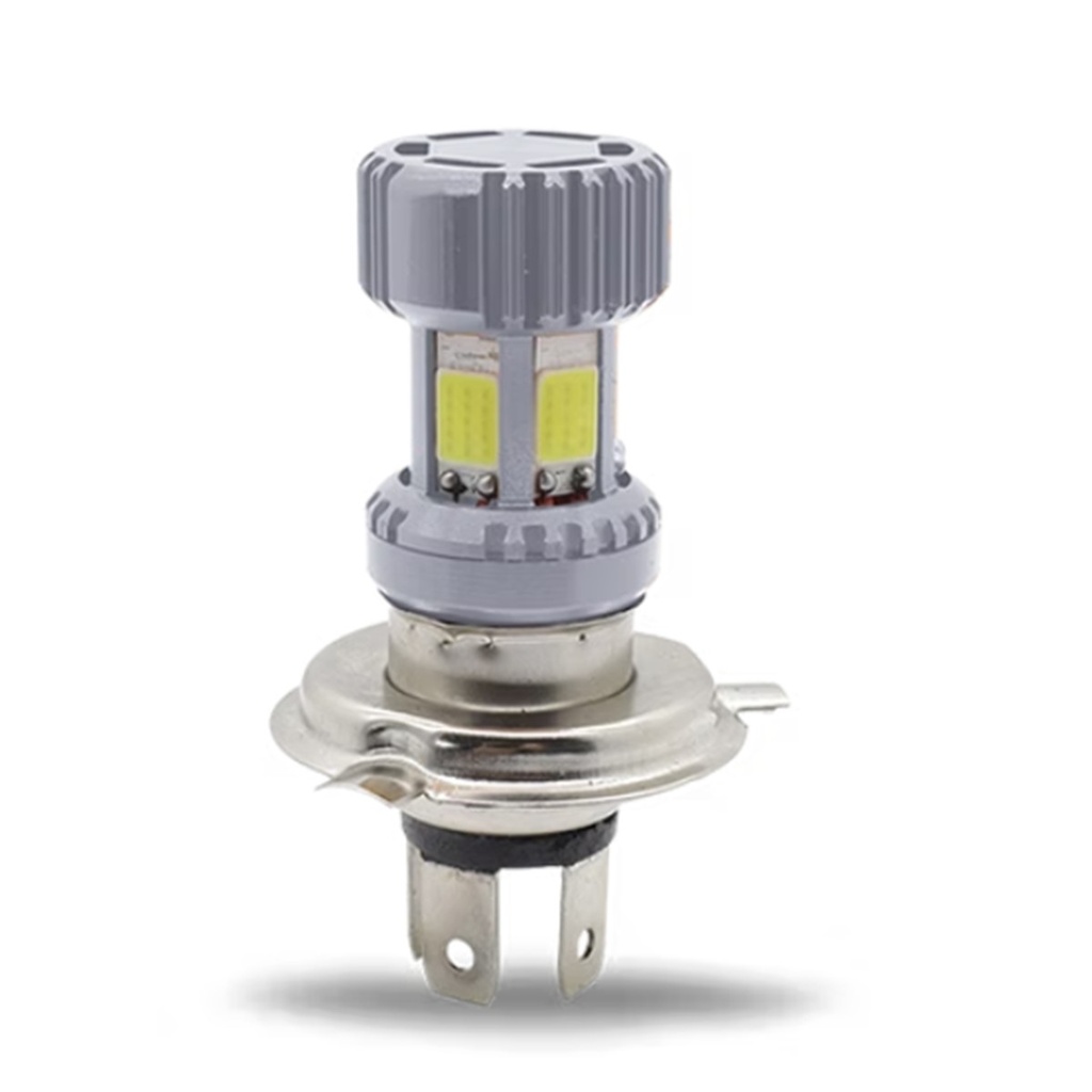 FOCO DE FARO LED H4 LUZ BLANCA SEIS LADOS CARCASA PLATA