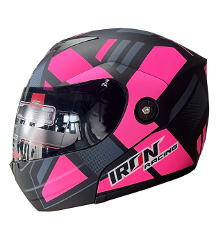 CASCO ABATIBLE IRON RACING IR108II DOT MICA AHUMADA X ROSA L