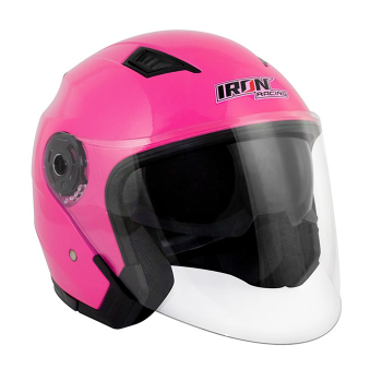 CASCO 3/4 DOT IRON RACING DOBLE MICA MODELO EUPOREO ROSA TALLA M
