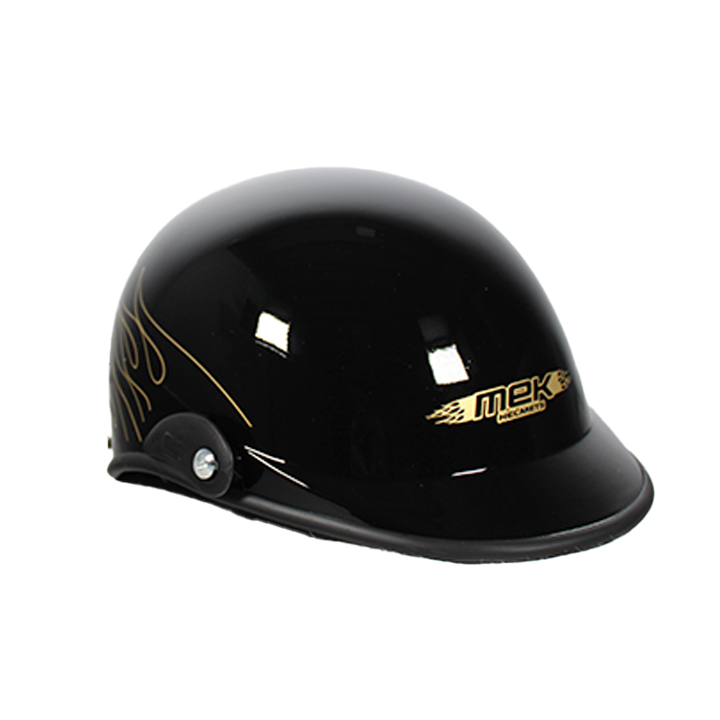 CASCO CACHUCHA ADULTO MEK NEGRO/DORADO GOLD FLAME TALLA L