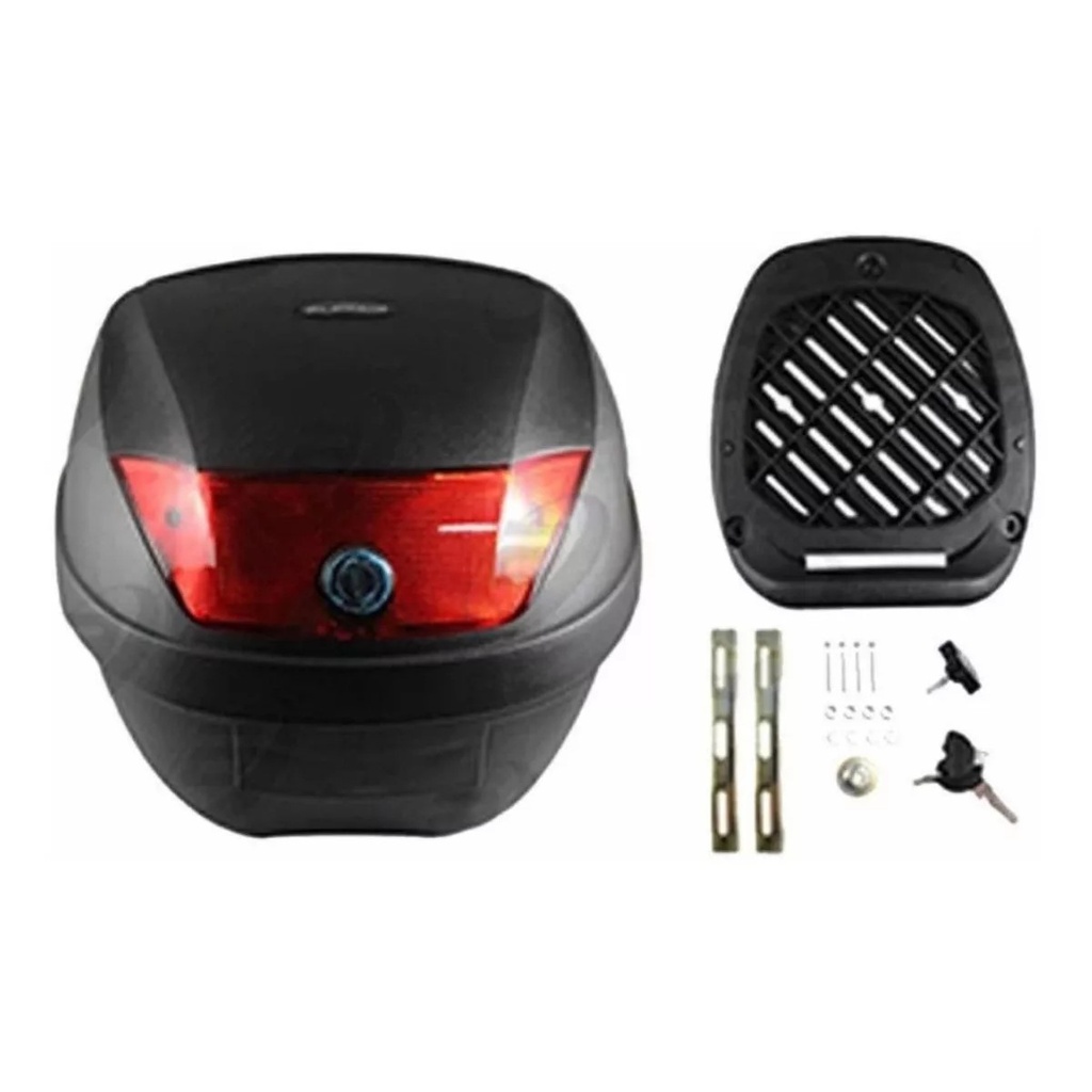 CAJA PORTA-EQUIPAJE MOTONETAS Y MOTOS DE TRABAJO - CAPACIDAD 28 l ANCHO 39.5
cm /ALTO 30 cm / FONDO: 39.5 cm REFLEJANTE CARGA: 3 kg