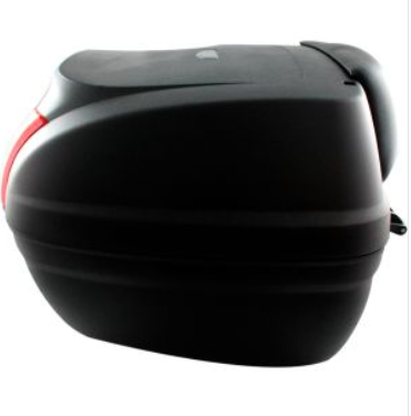 CAJA PORTA-EQUIPAJE MOTONETAS Y MOTOS DE TRABAJO / CAPACIDAD 40 l ANCHO 49 cm /ALTO 29 cm /FONDO: 42 cm /DESMONTABLE /REFLEJANTE/RESPALDO ACOJINADO/CARGA: 6 kg