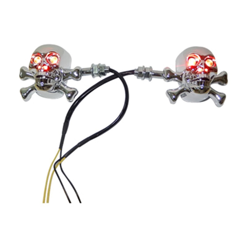 DIRECCIONAL CALAVERA CROMADA LED SET ROJA