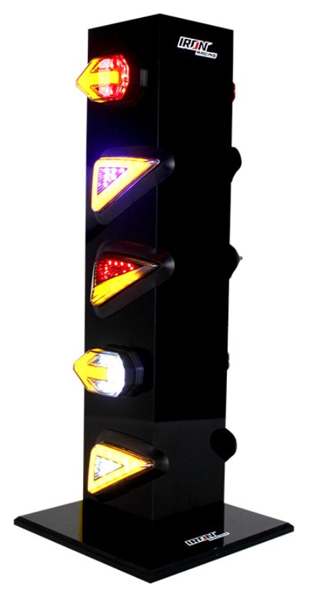 EXHIBIDOR ACRILICO DE DIRECCIONALES DE MOTOCICLETA NEGRO