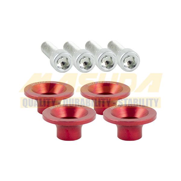 TORNILLO DECORATIVO ALUMINIO CONICO M6 ROJO JUEGO 4 PZS 