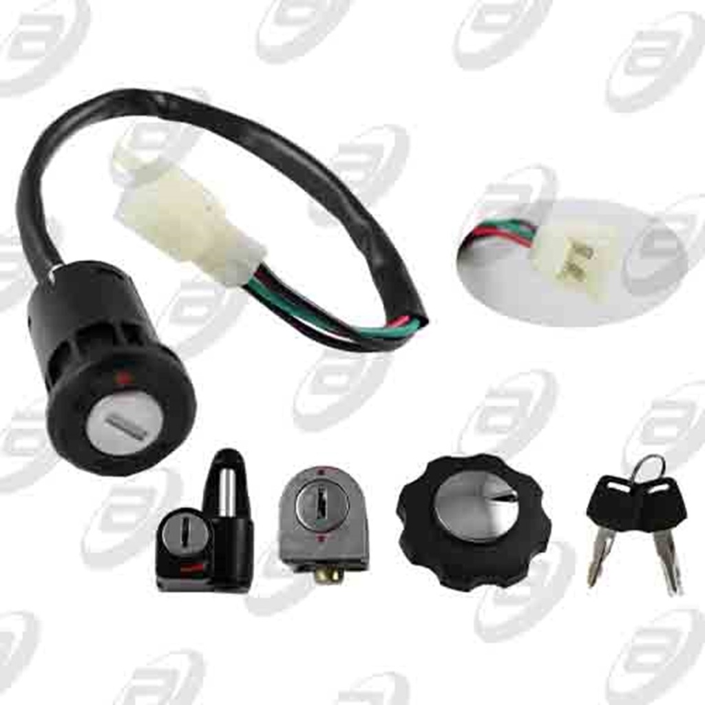 SWITCH INTERRUPTOR DE ENCENDIDO C/JUEGO DE LLAVES TAPON DE GASOLINA Y SEGURO DE ASIENTO 12 Vcc FT125TS 16-20/FT150TS 16-18