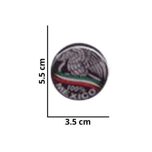 [MED-ACR-062] CALCOMANIA MEDIANA ACRILICO ESCUDO MEXICO PLATA 5.5x3.5 cm 