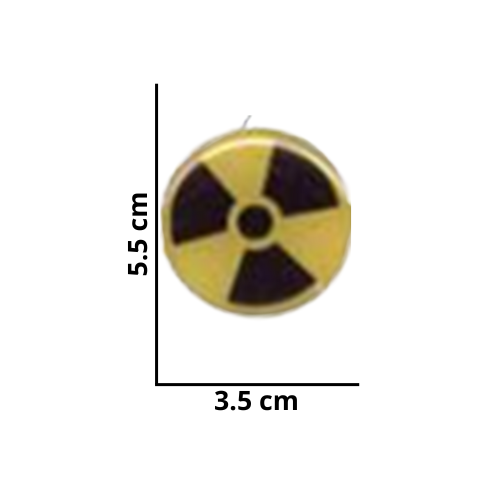 [MED-ACR-090] CALCOMANIA MEDIANA ACRILICO SIMBOLO RADIACION 5.5x3.5 cm 