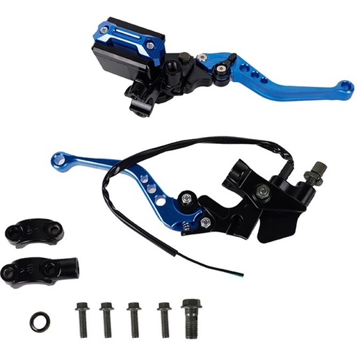 [BOM-1302-0569A] KIT BOMBA FRENO CON MANIJA ALUMINIO CNC UNIVERSAL IR-0569 AZUL