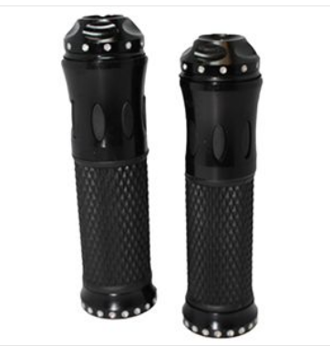 [PUÑ-145] PUÑOS CHOPPER ANTIDERRAPANTE CON BASE Y PUNTA ALUMINIO NEGRO C/ TUBO MOVIL MANUBRIO 7/8