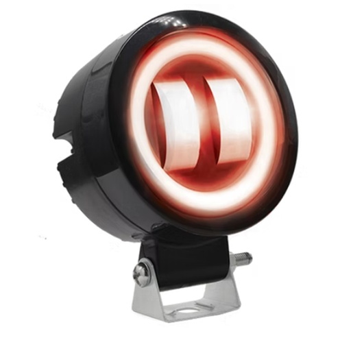 [OK-FAR-A008] FARO 2 LED REDONDO CON LUPA LUZ BLANCA FIJA Y ESTROBO OPCIONAL CONTORNO ROJO
