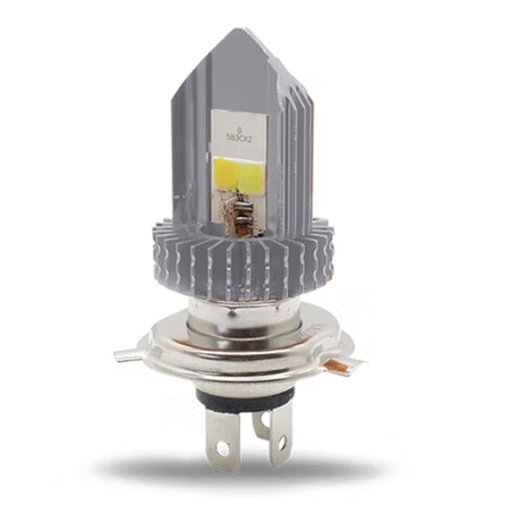 [OK-FOC-A027] FOCO DE FARO LED H4 CON DOBLE LUZ BLANCA Y AMARILLA CON CARCASA PLATA