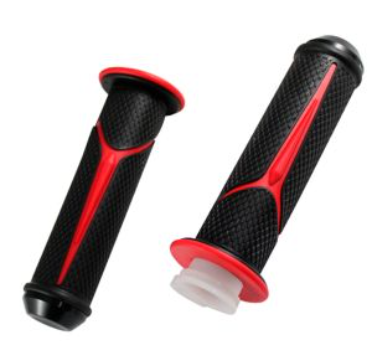 [PUÑ-152] PUÑOS NEGRO / ROJO CON TUBO MOVIL MANUBRIO 7/8