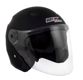 [CAS-7101-1254C] CASCO 3/4 DOT IRON RACING DOBLE MICA MODELO EUPOREO NEGRO MATE TALLA L