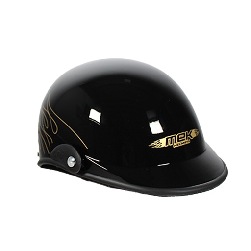 [CAS-CH-F105] CASCO CACHUCHA ADULTO MEK NEGRO/DORADO GOLD FLAME TALLA L