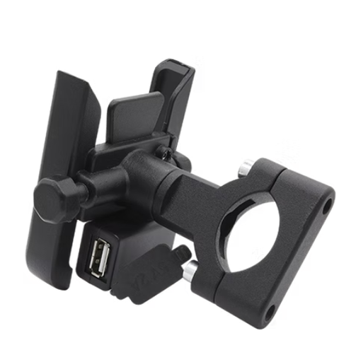 [RS-SOPC-6004BK] SOPORTE PARA CELULAR UNIVERSAL METALICO PARA MANUBRIO CON CARGADOR