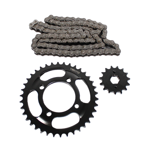 [VG15100013] KIT DE SPROCKET CORONA 38T (DIAMETR O 71.5)/ PIÑON 15T CADENA REFORZADA NEGRA 428H-102