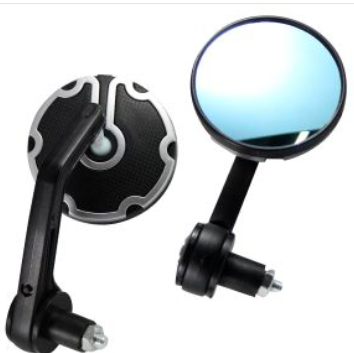 [ESP-C04NP] ESPEJOS REDONDOS CAFE RACER NEGRO / PLATA