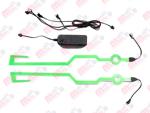 [1006305-3] Luces led casco diseño tribal color Verde MEK