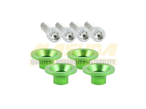 [TOR-6701-0851V] TORNILLO DECORATIVO ALUMINIO CONICO M6 VERDE JUEGO 4 PZS 