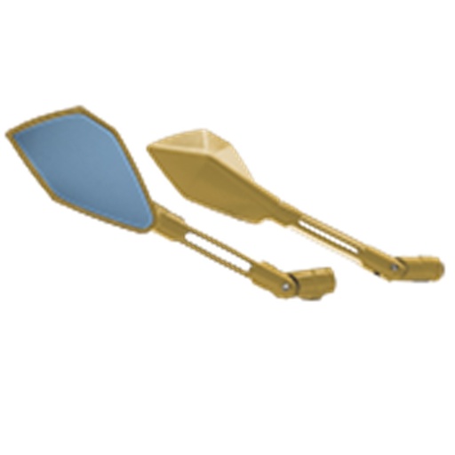 [RS-ESP-7001GD] ESPEJO DEPORTIVO COLOR DORADO CON VIDRIO AZUL TIPO PENTAGONAL UNIVERSAL