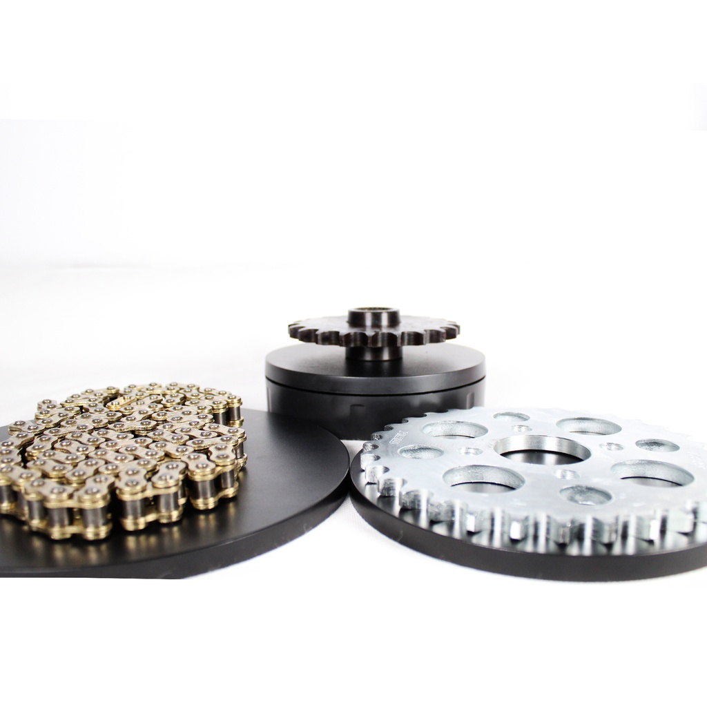 KIT SPROCKET 32T/21T/530H-74L MODELO ATV-180 AÑO 16-24, CADENA DORADA