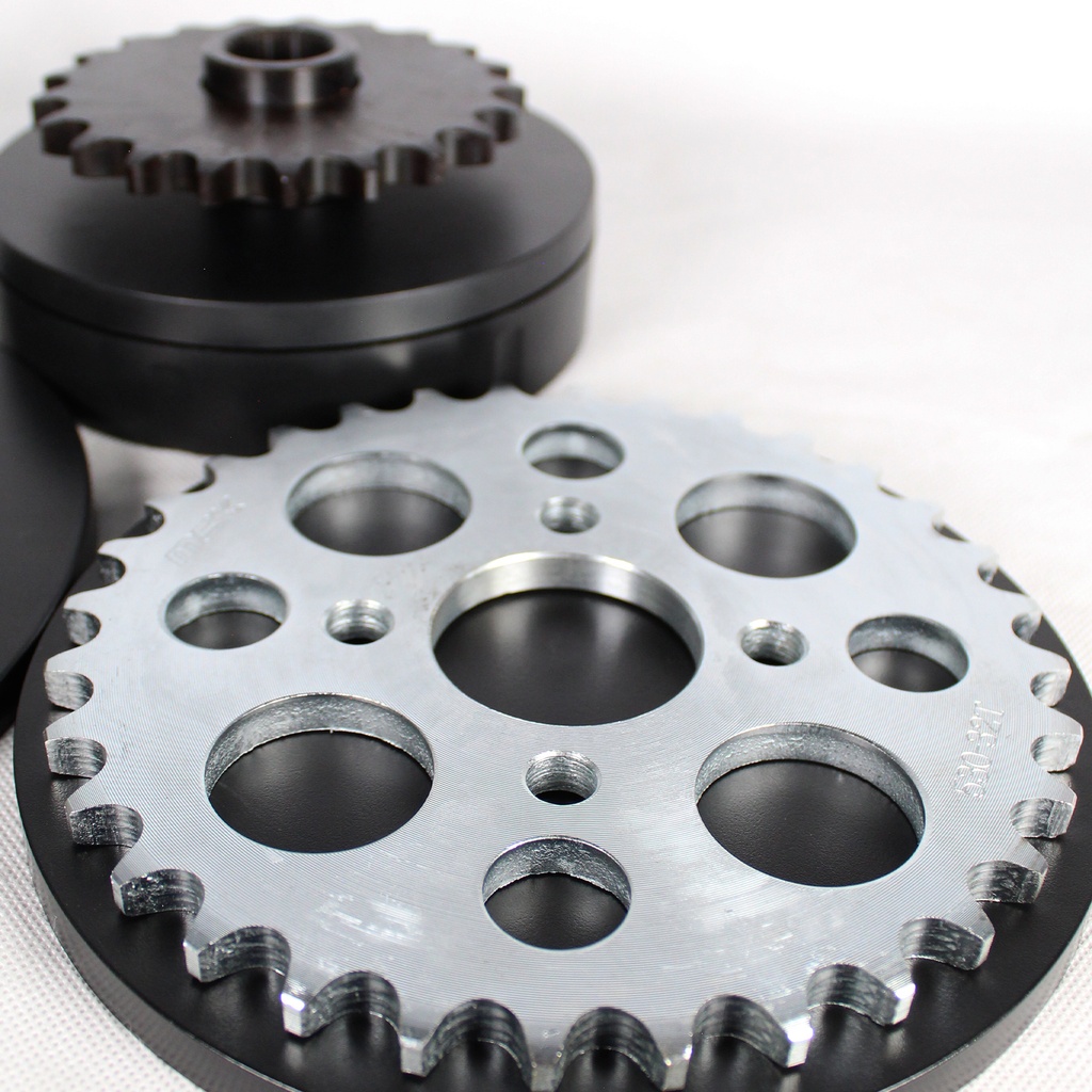 KIT SPROCKET 32T/21T/530H-74L MODELO ATV-180 AÑO 16-24, CADENA DORADA