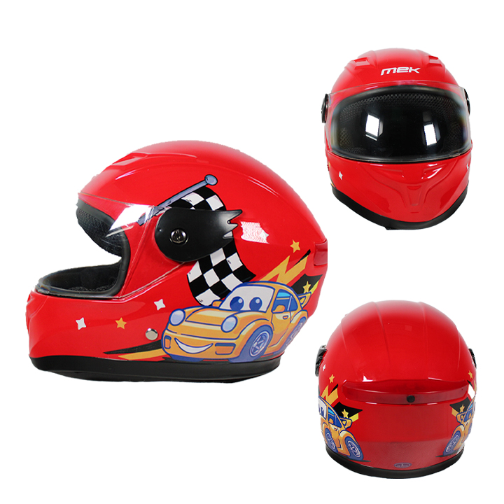 CASCO DE MOTOCICLISTA INFANTIL MEK CHAMPION ROJO C/LUZ