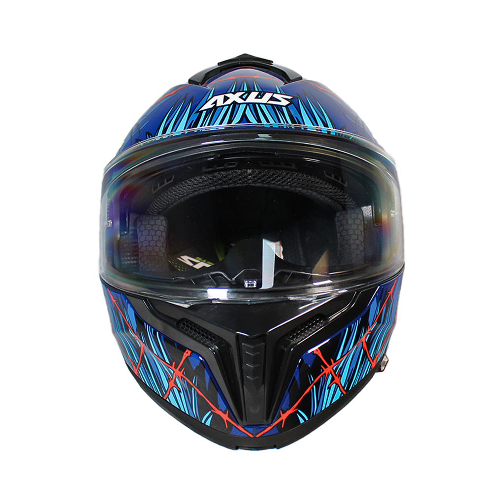 CASCO PARA MOTOCICLISTA  ABATIBLE  CHUPACABRA AZUL/ROJO TALLA L 59-60