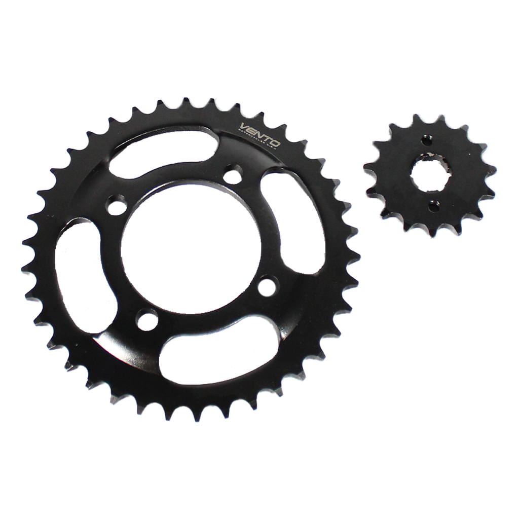 KIT DE SPROCKET CORONA 38T (DIAMETR O 71.5)/ PIÑON 15T CADENA REFORZADA NEGRA 428H-102