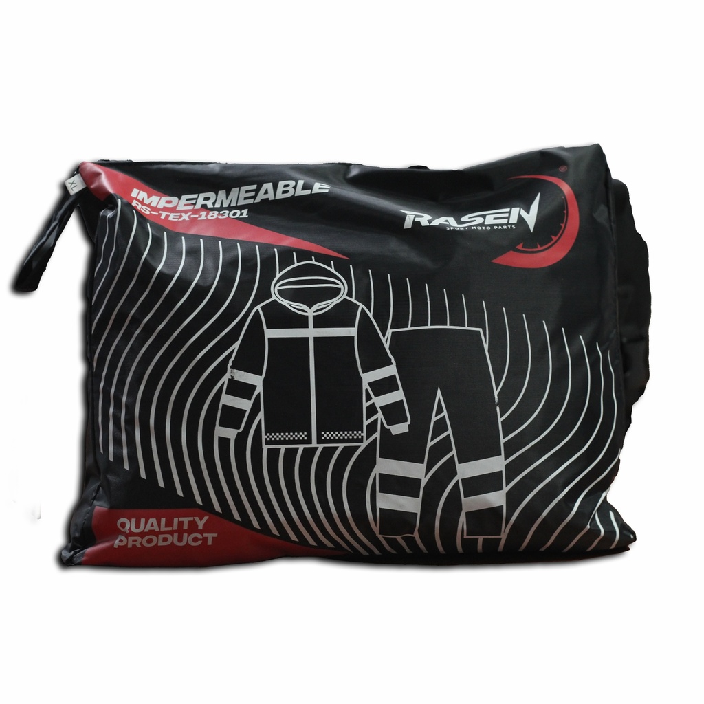 IMPERMEABLE 2 PZAS CON TIRA REFLEJANTE BLANCO (XL)