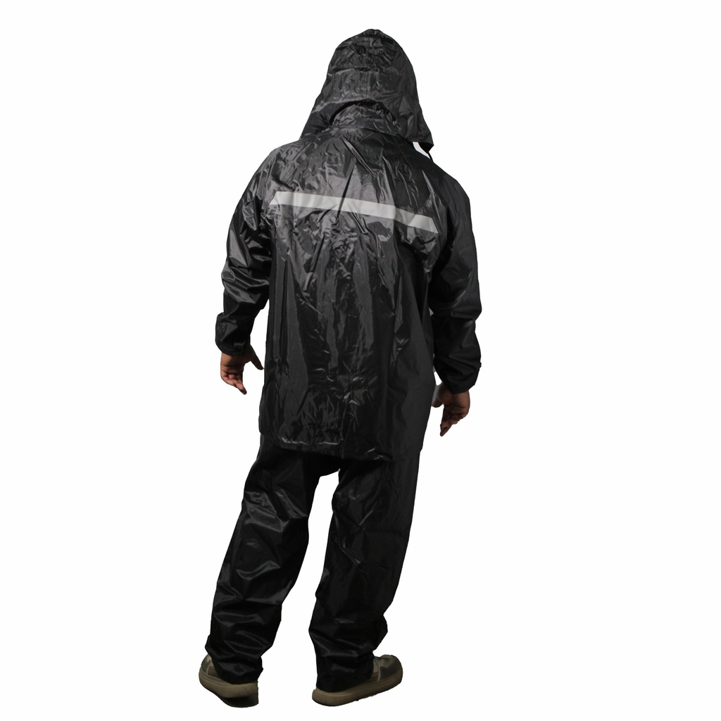 IMPERMEABLE 2 PZAS CON TIRA REFLEJANTE BLANCO (XL)