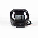 FARO AUXILIAR LED CON LUPA CON 3 LED CON OJO DE ANGEL ROJO Y DIRECCIONAL AMARILLA CON LUZ BLANCA FIJA Y ESTROBO