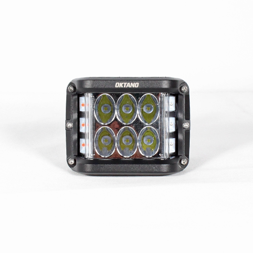 FARO LED CUADRADO LATERALES AZUL Y ROJO ESTROBO LUZ BLANCA FIJA