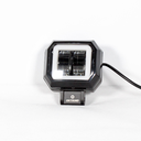 FARO LED CUADRADO MINI 2 LED CON LUPA LUZ BLANCA FIJA Y CON ESTROBO OPCIONAL CONTORNO ROJO
