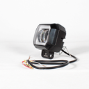 FARO LED CUADRADO MINI 2 LED CON LUPA LUZ BLANCA FIJA Y CON ESTROBO OPCIONAL CONTORNO ROJO